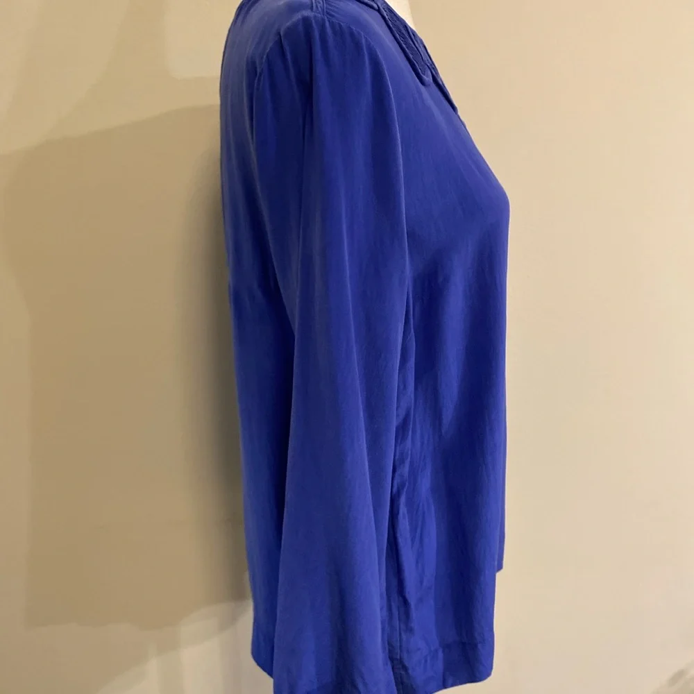 J Crew Elegant Royal Blue Women's Blouse with 3/4 sleeves size 10